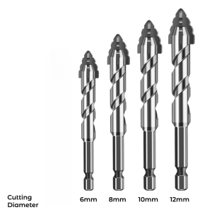 4PCS Four-edge thread Tungsten carbide drill Ceramic tile glass concrete hole drill bit