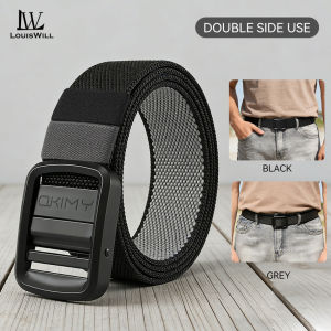 LouisWill Men Sports Belt Outdoor Nylon Belt Adjustable Belt Rotating Buckle Nylon Waistband Double-Sided Two-Color Belt Youth Sports Canvas Pant Belt Simple Nice Waistband