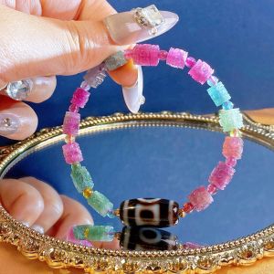 【现货】天地天珠+碧玺回纹珠方块手串｜平安守护 × 招福转运 × 增强气场｜Heaven & Earth Dzi + Tourmaline Square Bracelet｜Protection • Good Fortune • Aura B