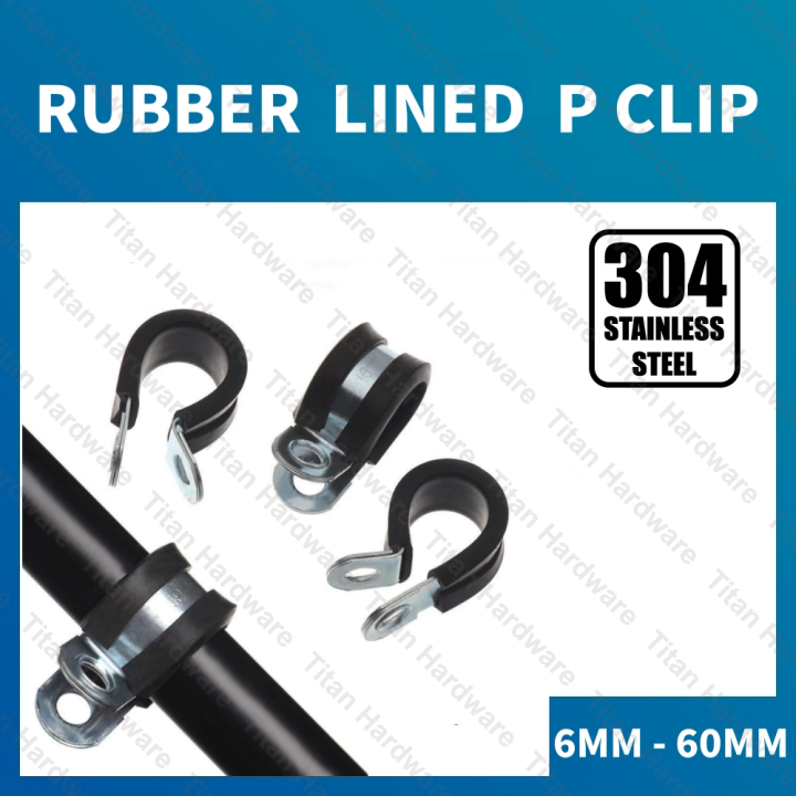 Linear Clips Electrical Rubber lined clips 6-60mm R-type stainless steel 304 wiring hose clamp ...