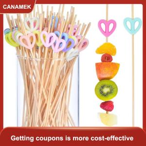 【CANAMEK】 Đảng Cocktail tăm xỉa răng Tre tim Picks Set 100PCS nhiều màu cho thực phẩm trang trí đồ uống trang trí