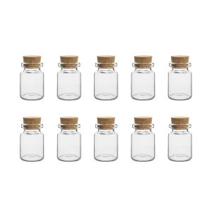 Polocat 10Pcs 5-20ml Mini Clear Glass Bottles with Cork Stopper Spice Message Vials Wish Bottles DIY Drifting Empty Tiny Jars Decoration