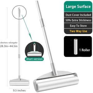 124CM Sticky Lint Roller With Cover Long Sticky Roller Mop Dust Sticky Remover Refillable Carpet Hair Fur Dust 除尘滚轮粘纸