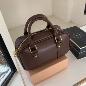 XENMART Double Handle Shoulder Bag Pu Leather Large Volume Crossbody Bag  Solid Color Boston Bag Daily Use