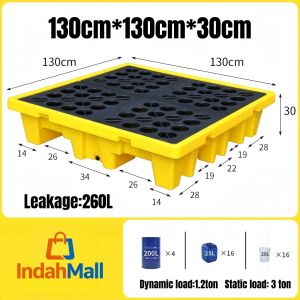 Chemical Leak-Proof Tray Plastic Pallet Anti-Leakage Hazard Waste Container Oil Drum Tray Forklift Platform