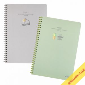 Vở B5 Klong 80 trang caro MS 574 gáy lò xo bìa nhựa Pastel - sổ Klong-VPPKLONG