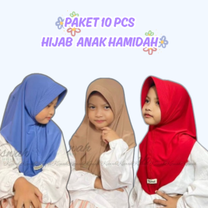 Kiswah - Hijab Paket Usaha Hijab Anak hamidah 10 pcs Kerudung Sekolah Nyaman Bergo Instan Simple Muslim