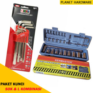 Paket Kunci Sok Shock dan Kunci L kombinasi Mata Hexa & Bintang COD Bayar Di Tempat / Planet Hardware