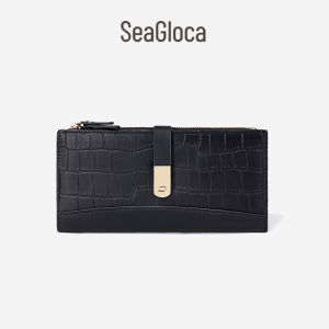 SeaGloca Dompet Lipat Texture Kulit Buaya Dengan Ritsleting dan Selipan Kartu Tren Fashion Korea Baru Panjang No.820