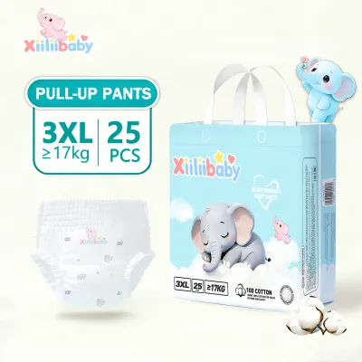 Xiiliibaby Baby Pull-up Pants Diaper L-8XL (15-26pcs) Disposable Diaper Baby Essentials for Chubby Babies Ultra Thin & Breathable Comfort