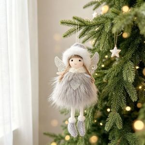 DEER Mesh Christmas Angel Girl Ornament Plush Fabric Xmas Tree Angel Pendant Festive Supplies Handmade Christmas Tree Decor Christmas Tree Decoration