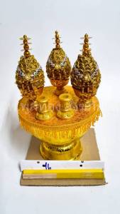 เครื่องทองน้อย  ชุดทองน้อย ดิ้นทอง  วางถวายสักการะ  ขนาดพาน 14 / 16 / 18 cm   พร้อมส่ง