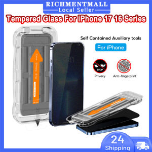 【🔥SG STOCK🔥】RICHMENTMALL Easy Install Screen Protector Tempered Glass For iPhone 17 Pro Max 16 Pro Max Plus 16e 15 14 13 12 11 X XS XR 16 Pro Max Plus Mini Privacy Screen Protector