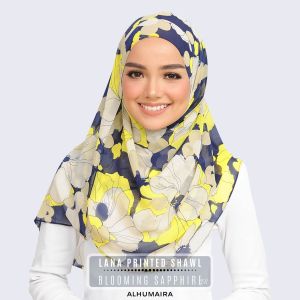 Alhumaira Lana Printed Shawl high quality pearl chiffon from korea soft flowy and easy to shape long shawl with floral & abstract pattern muslimah beautiful graceful & sweet
