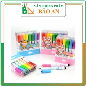 Bút dạ 12 màu kèm dập dấu RUI 6021-12 - Văn phòng phẩm Bảo An
