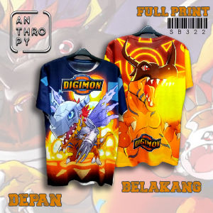 Kaos Distro Digimon Full Print SB322 Pria Oblong Baju Atasan Lengan Pendek Dewasa