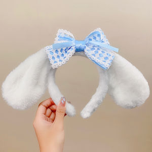 Gratis Ongkir - Hairband Lolita Ear with Ribbon / Korean Puppy Furry Headband / Bando Furry Cosplay