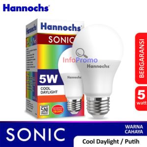 Lampu LED 5 Watt Hannochs Sonic Bohlam Bulb Cahaya Putih SNI Garansi Resmi 1 Tahun