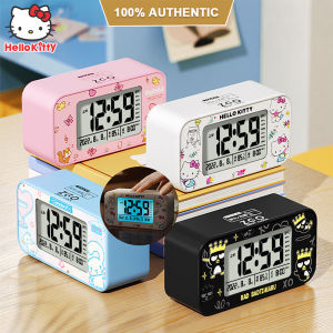 100% Authentic Hello Kitty Digital Clock Alarm Clock with Luminous Night Light Kids Clock Anti-fall Temperature display USB charging Support Wireless/Wired Use 0121/0122