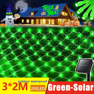 Solar Christmas Net Lights 200 LEDs 3Meter x 2Meter Outdoor Mesh Lights Waterproof 8 Modes Net Fairy Lights for Bushes Garden Party Wedding Holiday