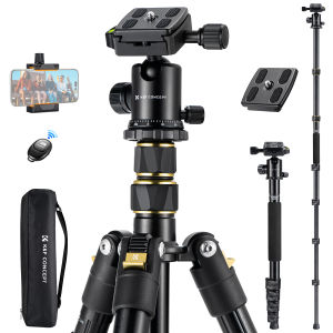 K&F CONCEPT TM2324 Camera Tripod 72/1.84m With Bluetooth Remote Control Lightweight And Compact Aluminum DSLR Tripod 360 Panorama Ball Head Quick Release Plate For Travel and Work
