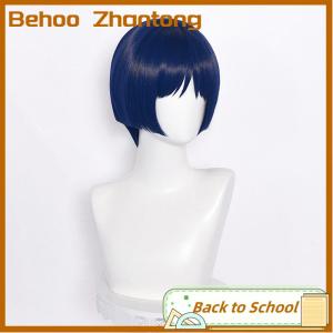 Behoo Genshin impact วิกผมสีฟ้าคอสเพลย์ scaramouche วิกผมอะนิเมะวิกผมฮาโลวีน