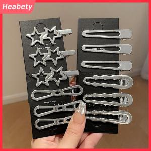 Heabety 3pcs bạc kim loại mỏ vịt Clip phụ nữ tóc Clips Side bangs phụ nữ phụ nữ barrettes tóc phụ kiện