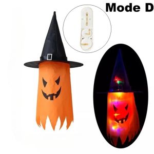 NOBLELYN Hanging Decoration Witch Hat Lanterns Glowing Light Lightweight Glowing Halloween Decorations Spooky Ghost LED Glowing Light Halloween