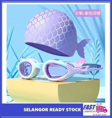ICE Stock Kids 3D Mermaid Swimming Goggles Anti Fog Clear Light Weight Strong Silicone Rubber Strap Comfotable Swim Free