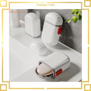 【Special offer】 Tranquil Hanproman> Plastic Soap Box Travel Box Holder Container With Lid Durable Soap Box Strong Seal Storage Box Bathroom Home well