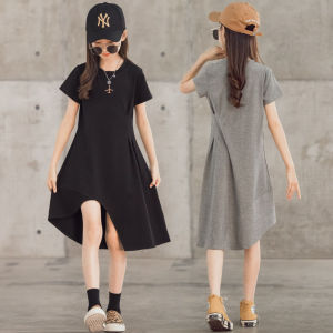 LS 4-16-year-old Teen Girl Dress Shift Dress Long Skirt Maxi Dress Children Show Under Knees Dress Size 120-170cm