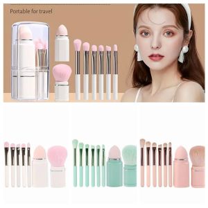 CUTE DIY 8pcs/set Soft Fiber Portable Makeup Brushes Simple 8 in 1 Retractable Makeup Brushes Sets Loose Powder Brush Cosmetic Tools Cosmetic Brushes Kit Beauty