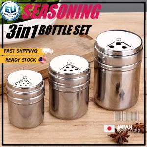 3IN1 pcs per set Stainless steel seasoning bottle pepper condiment dusting Barbecue salt bottle pepper & spices