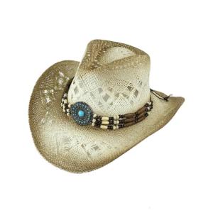 Antique Woven Straw Western Hat Sun Protective Adjustable Panama Hat For Men Women And Teens Beach and Vacation Wear