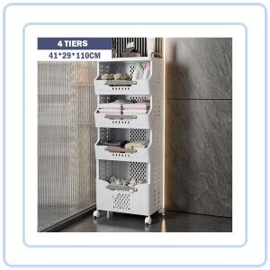 【Pure Care】 Movable Laundry Storage Rack Integrated Space-Saving Laundry Basket Laundry Basket with Wheels