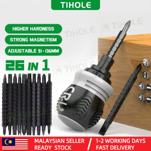 TIHOLE 26 in 1 Ratchet Screwdriver Set Magnetic Dual-purpose Batch Head Telescopic Labor-Saving flexible short Screwdriver Hand Tool Magnet screw bit impack screw driver drill bit adapter