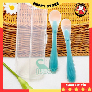Thìa ăn dặm cho bé Jubon kèm hộp muỗng cho bé ăn dặm silicon nhựa ppsu an toàn Happy Store