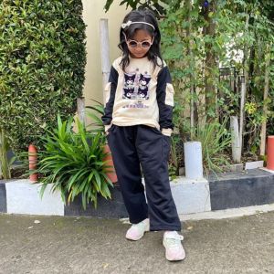 Setelan Anak Perempuan Motif Kuromi Four Face Terbaru