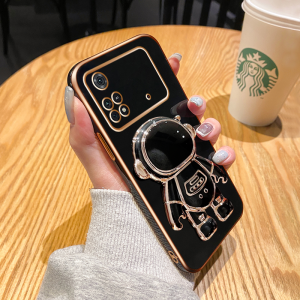 Casing Ponsel untuk Xiaomi 11i 11x POCO M4 Pro POCO F4 POCO F3 Redmi K50 Pro K40s K40 Pro Case masker hitam pola HP astronot Plating casing ponsel silikon Full wrap streamline softcase penutup pelindung kesing Phone Stands