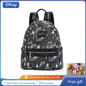 Disney กระเป๋าเป้สะพายหลังการ์ตูนสีดำอย่างเป็นทางการของดิสนีย์น้ำหนักเบาและเป้สะพายหลังท่องเที่ยวที่ทนทานกระเป๋าโรงเรียนมัธยมสินค้าอินเทรนด์ของคู่รัก