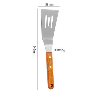 Spatula Kape Stainless Steel / Scrapper Pizza Martabak Gagang Kayu / Teppanyaki Shovel Kue Steak BBQ