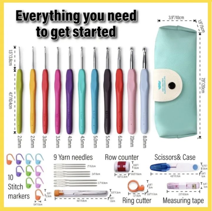 Crochet Set Beginner Kit includes 36pcs set Crochet Hook Set Craft