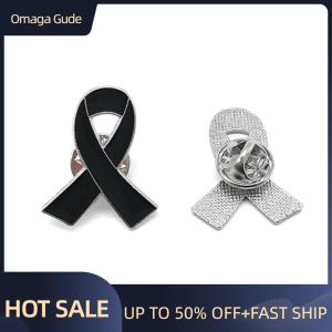 Omaga Black Ribbon Alloy Oil Dripping Brooches For Women Lapel Pin Fashion Jewelry Suit Clothing Accessories Gift