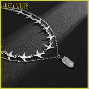 Lofty White สร้อยคอสแตนเลสกลวงรูปหัวใจสำหรับผู้ชายผู้หญิงสร้อยคอคอโลหะแนวพังค์สุดหรูเครื่องประดับฮิปฮอป