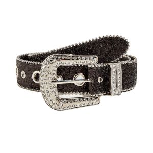 Goth Rhinestone Belts Women PU Leather Strap Rhinestone Belts Western Cowboy Y2K Girls Fashion Belt for Jeans Men