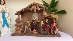 xpkQ Christmas Decorations Christmas Nativity Scene Exquisite Wooden House Birth Manger Set Character Component Ornament Holiday Gift 9Q4T2