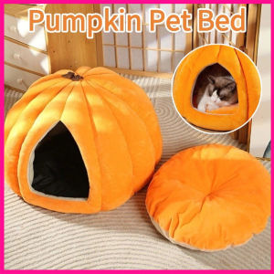 Pumpkin Pet Bed Soft Warm Pet House for Cats Dogs Plush Pet Bed Cute Indoor Pet Furniture