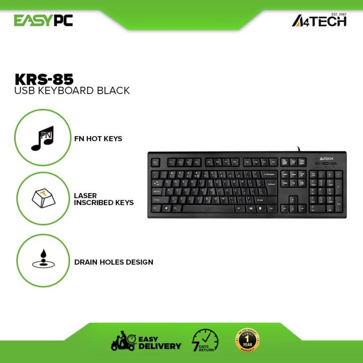 EasyPC | A4Tech KRS-85 Usb Keyboard Black Basic Keyboards for Pc ...