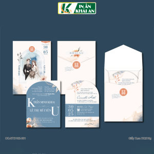 BTD102-301 - Thiệp cưới dạng đứng 12.6x17.6cm chất liệu giấy kem HQ210g