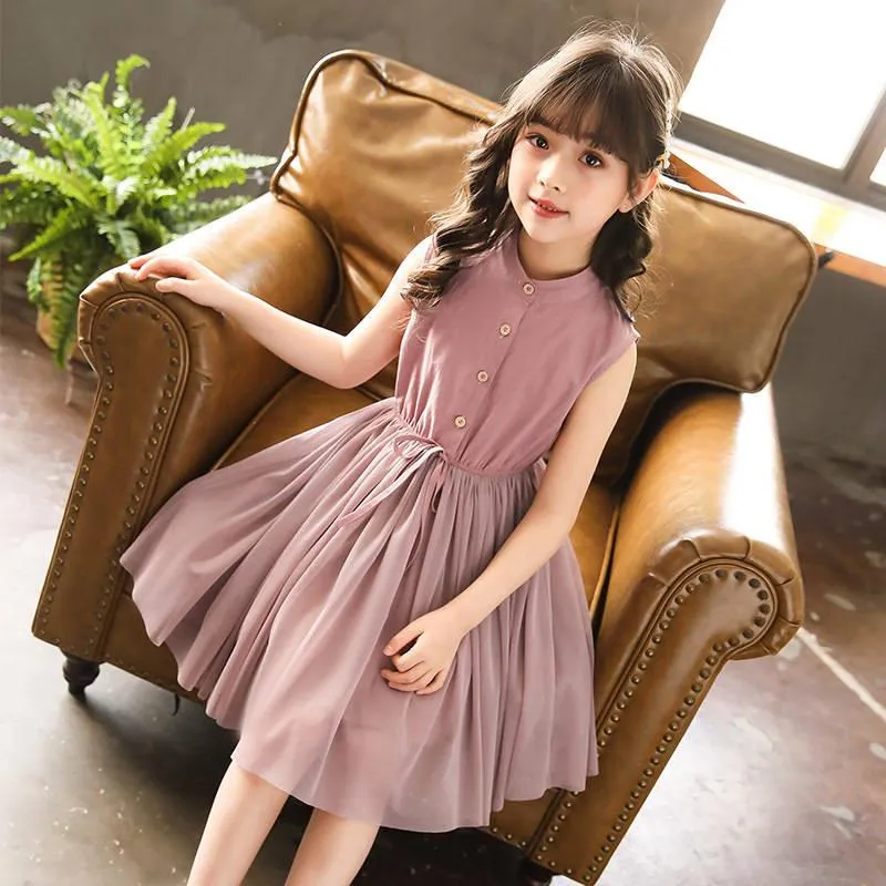 Angugu 2023 Summer Korean Dress Kids Princess Dress Girls Casual Wear 3 to 4 to 5 to 6 to 7 to 8 to 9 to 10 to 11 to 12 to 13 Years Old Birthday Ballet Dress Sleeveless Gauze Dress Lazada PH